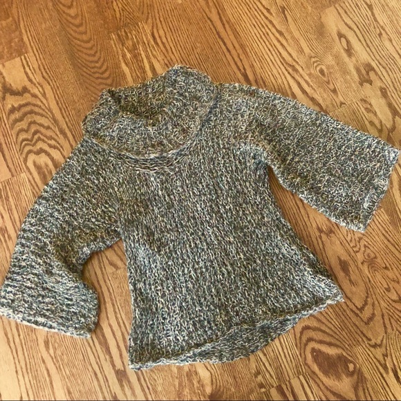 Soft Chocolate Brown woven cowl neck sweater top - Picture 2 of 6